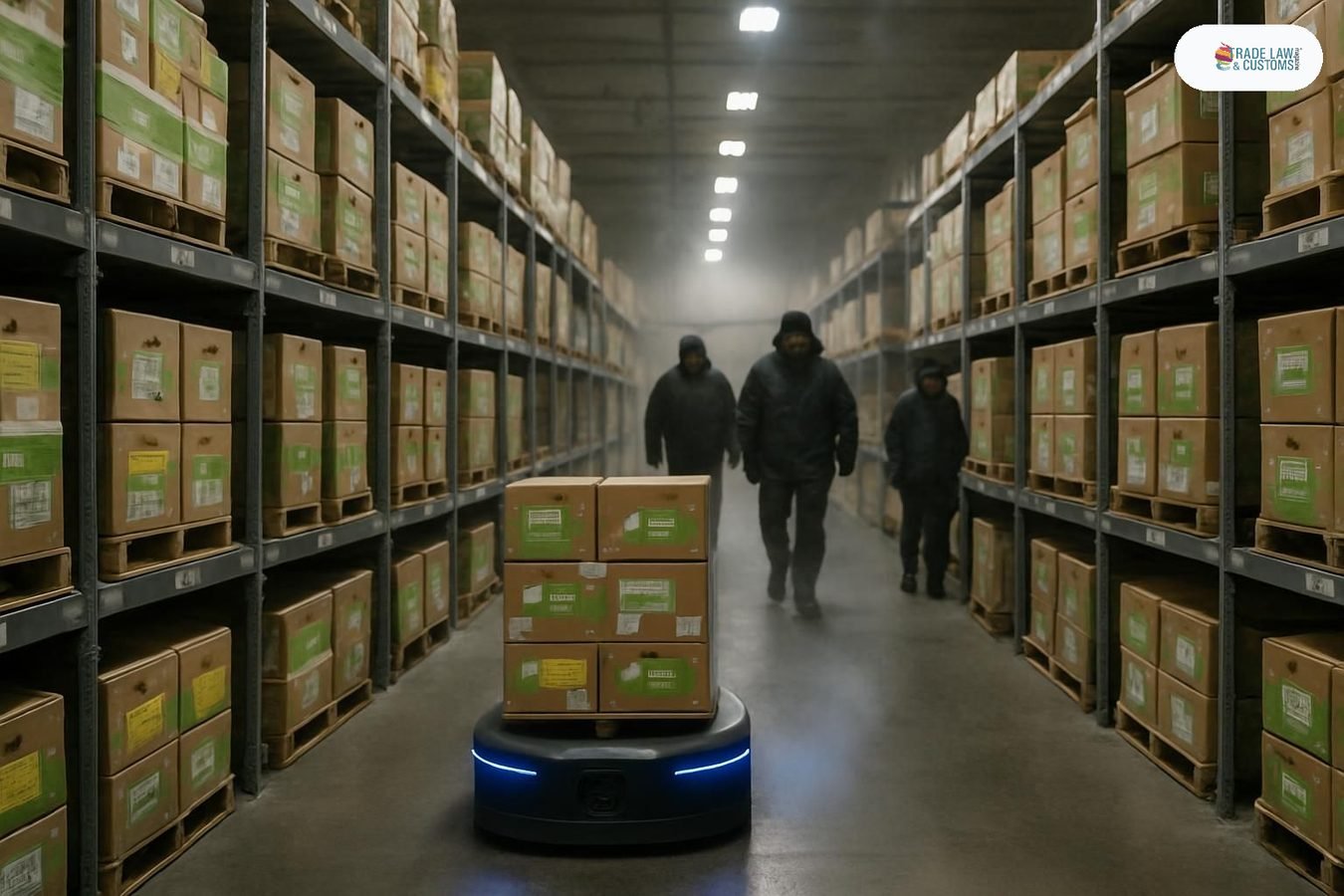 Robot autónomo Locus Origin operando en cámara refrigerada del almacén HelloFresh en Phoenix