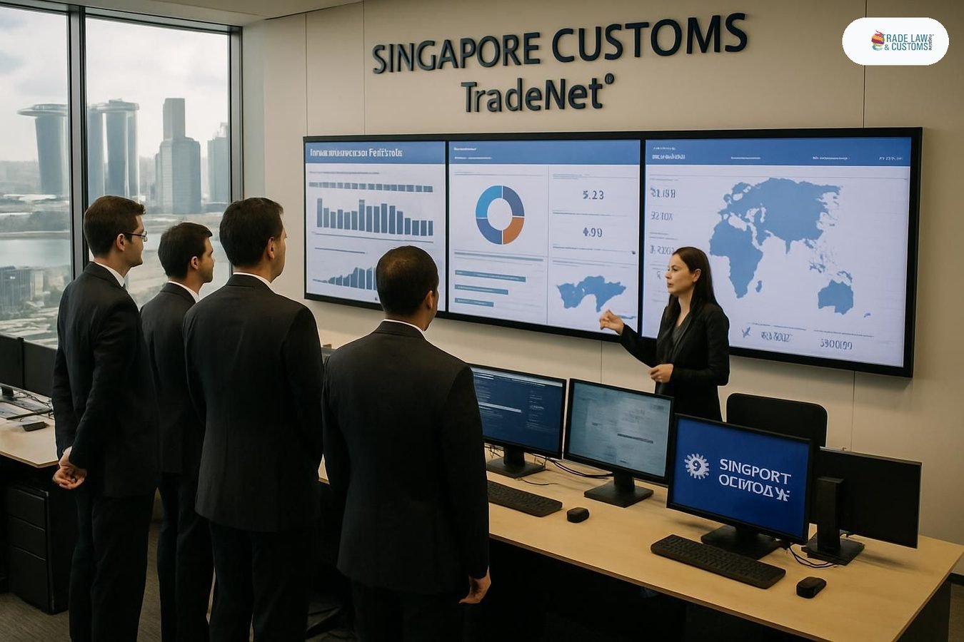 Líderes de Dubai Customs durante visita al centro de operaciones de Singapore Customs como parte del programa de benchmarking 2026