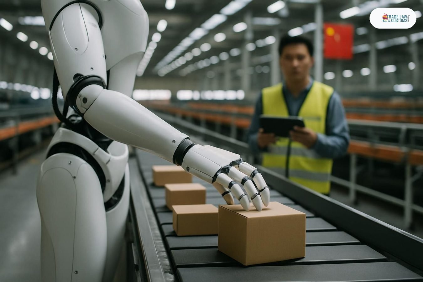 Robot humanoide M7 de ROBOTERA clasifica paquetes en centro logístico de China.