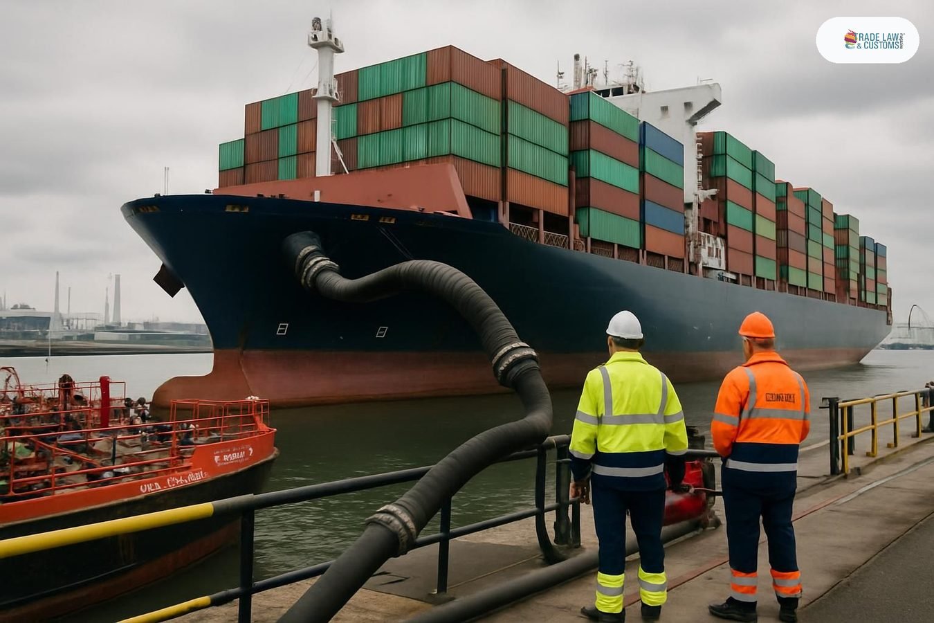 Operación de abastecimiento de combustóleo convencional en buque contenedor en puerto europeo