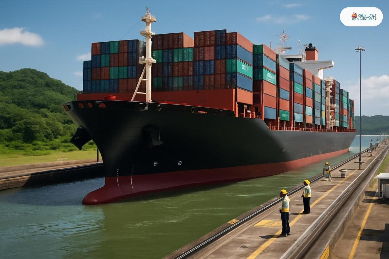 Portacontenedores Neopanamax transitando las esclusas del Canal de Panamá con restricción de calado