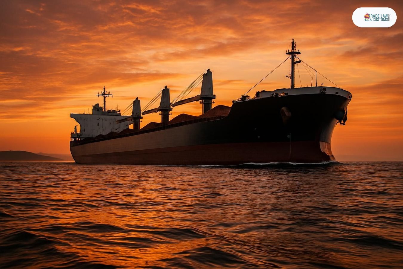 Buque granelero capesize cargado con mineral navega en mar abierto al amanecer