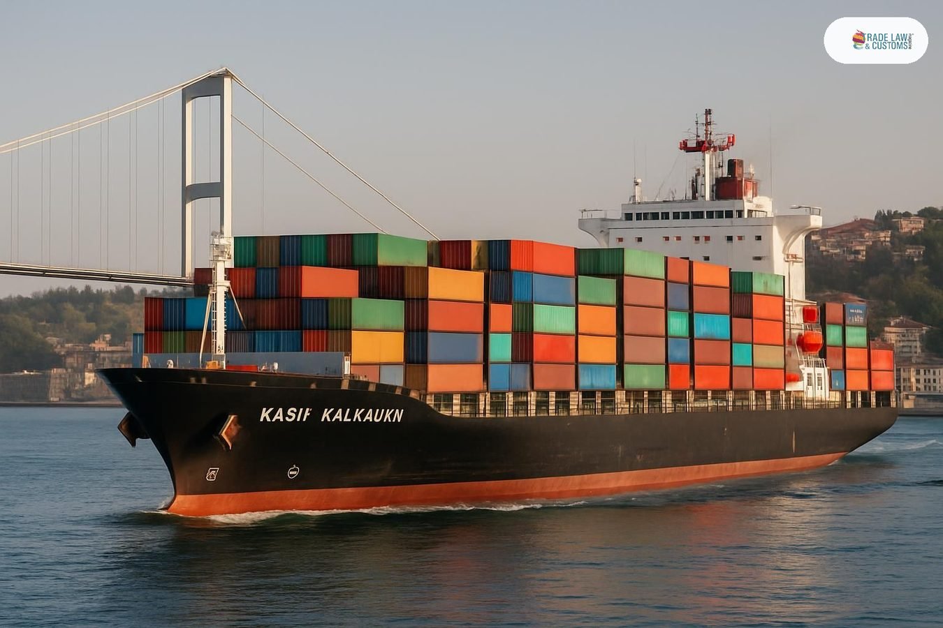 El portacontenedor LNG Kasif Kalkavan navegando por el Bósforo en Estambul