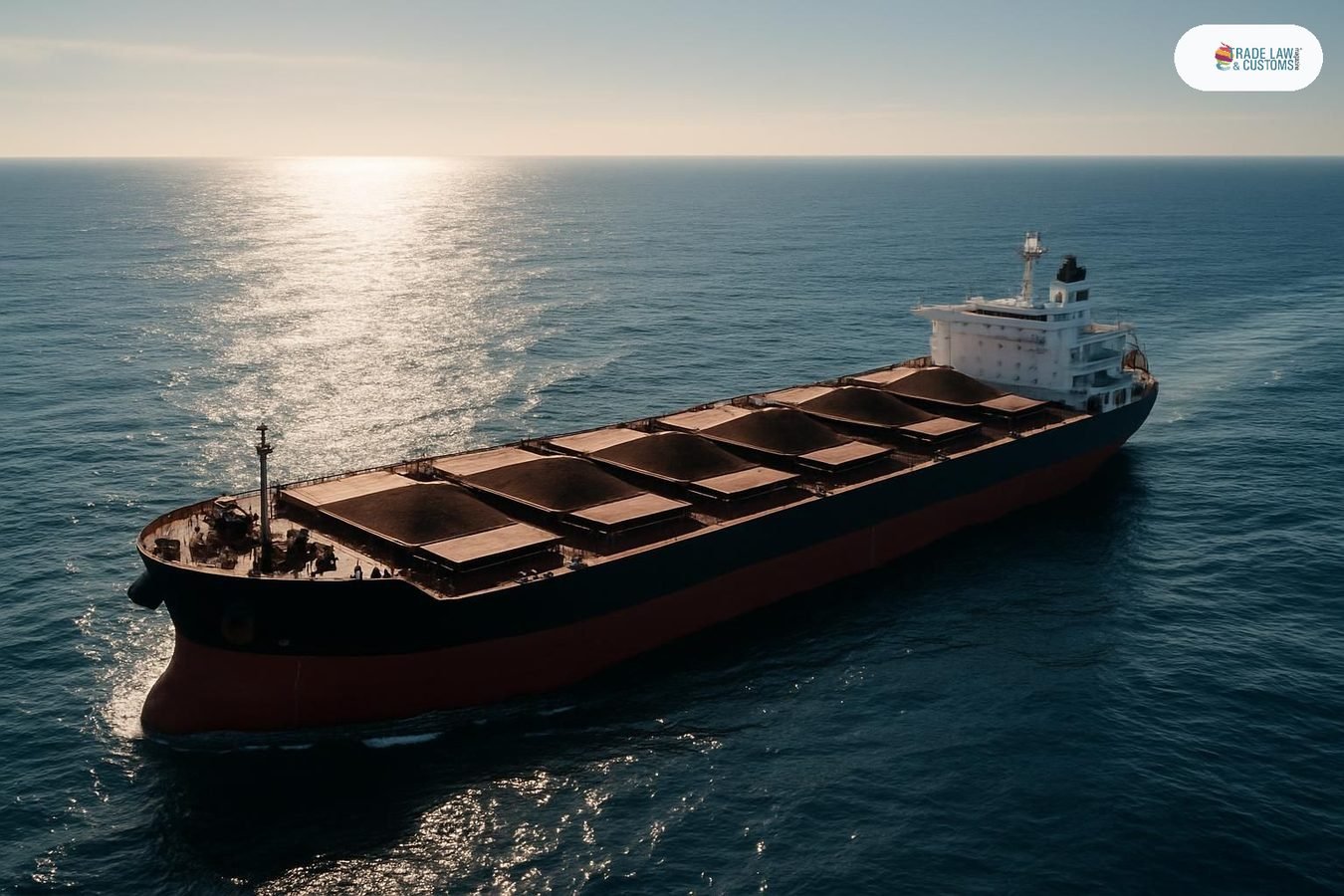 Buque granelero capesize cargado de mineral de hierro navegando en océano abierto