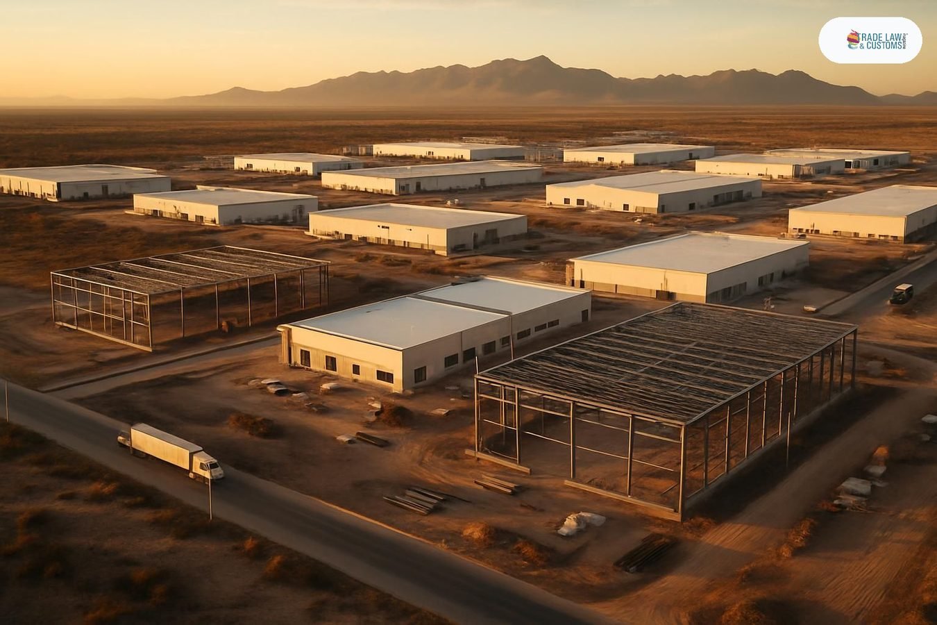 Parque industrial en construcción en el norte de México cerca de la frontera con Estados Unidos