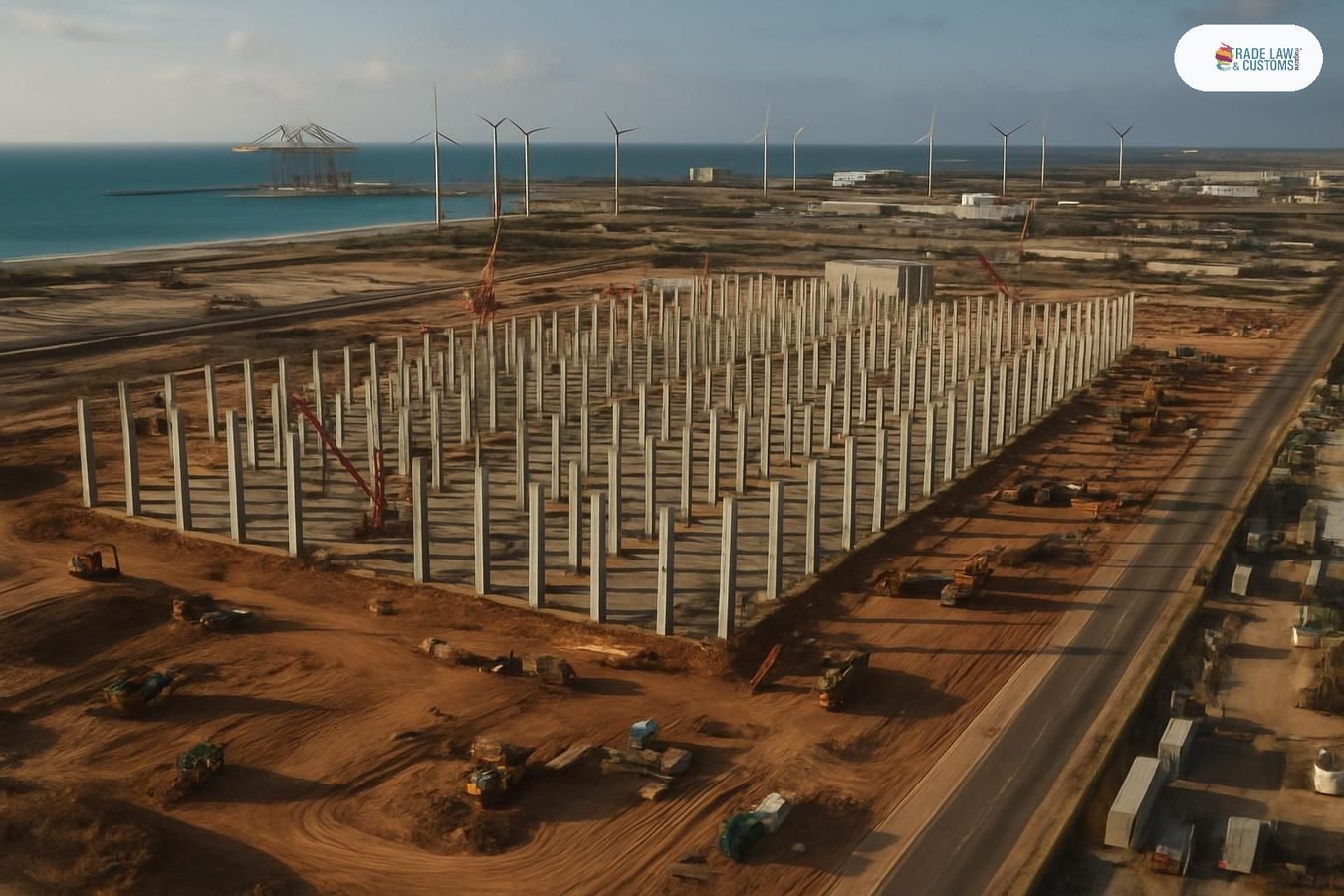 Vista aérea del sitio de construcción del centro de datos de ByteDance en el complejo portuario de Pecém, Ceará, Brasil.
