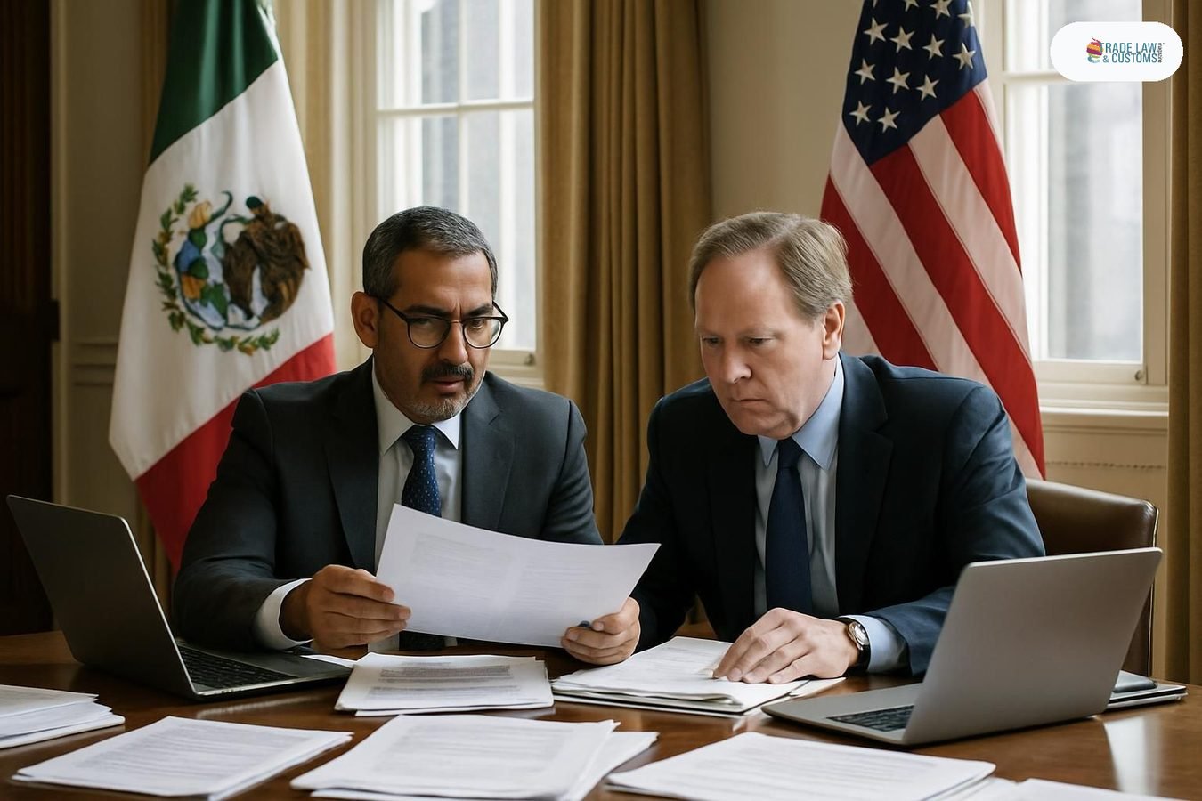 Negociadores revisan propuesta arancelaria automotriz del T-MEC en sala de reuniones en Washington