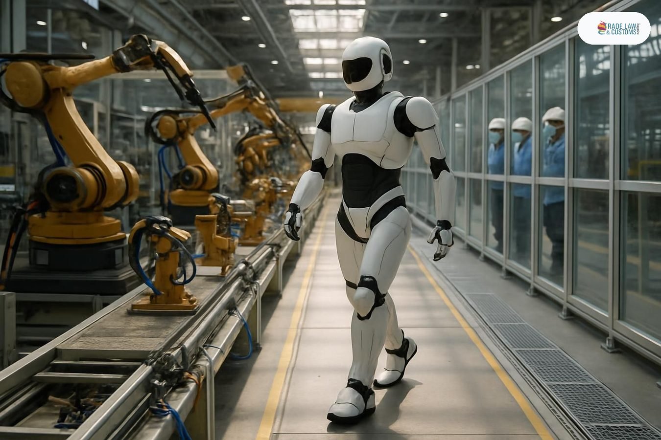 Robot humanoide IRON de XPENG camina autónomamente al salir de la línea de producción en Guangzhou, China.