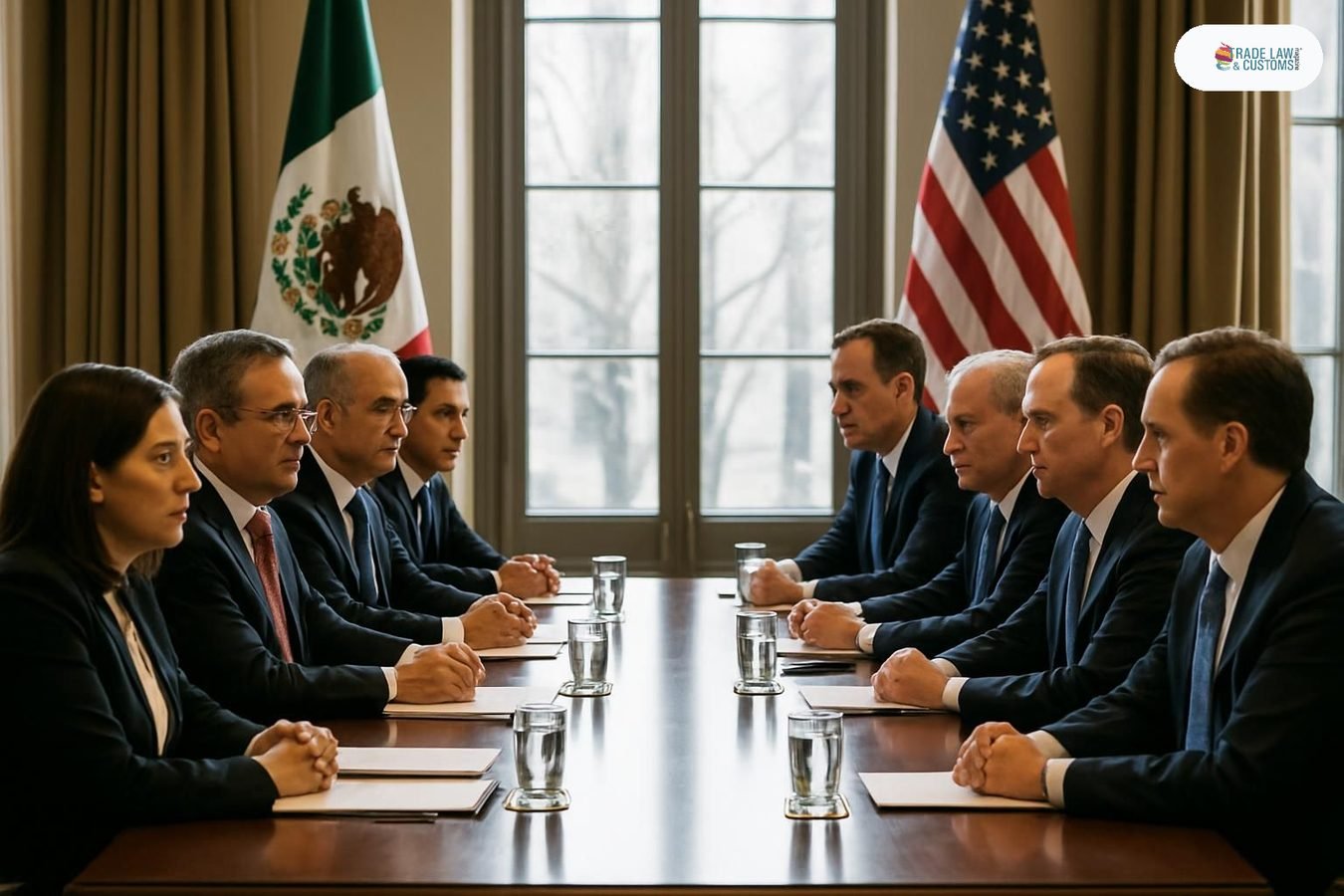 Funcionarios de México y Estados Unidos en mesa de negociación bilateral del T-MEC en Washington.