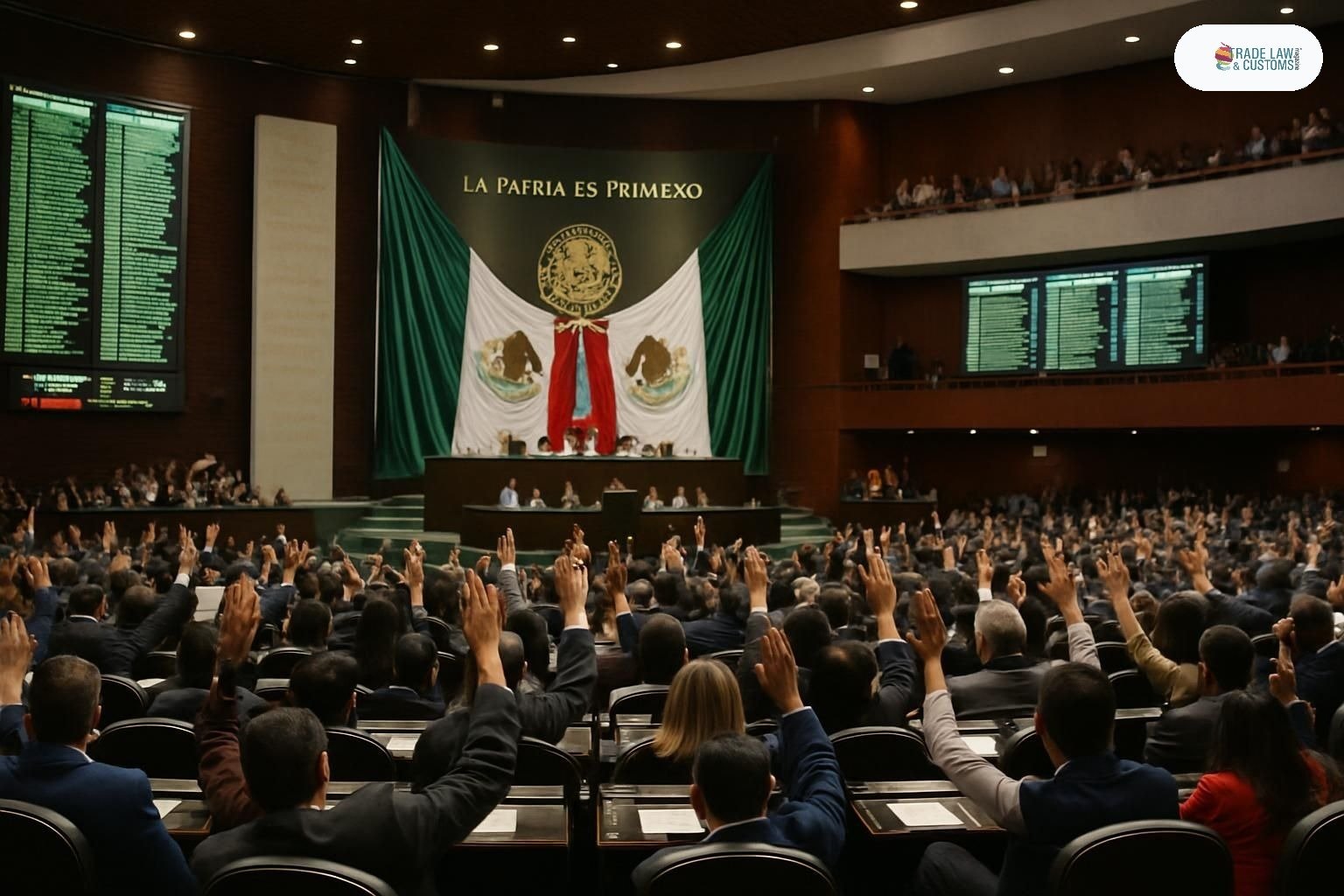 Sesión plenaria de la Cámara de Diputados de México durante la votación de la reforma a la Ley Aduanera.