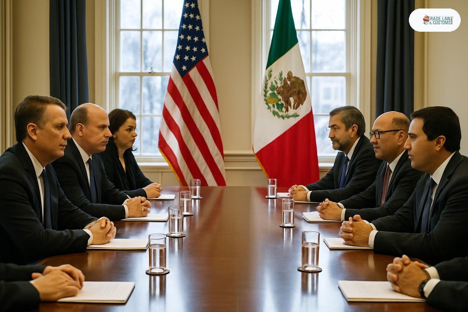 Negociadores comerciales en mesa de trabajo bilateral México-Estados Unidos sobre el T-MEC.