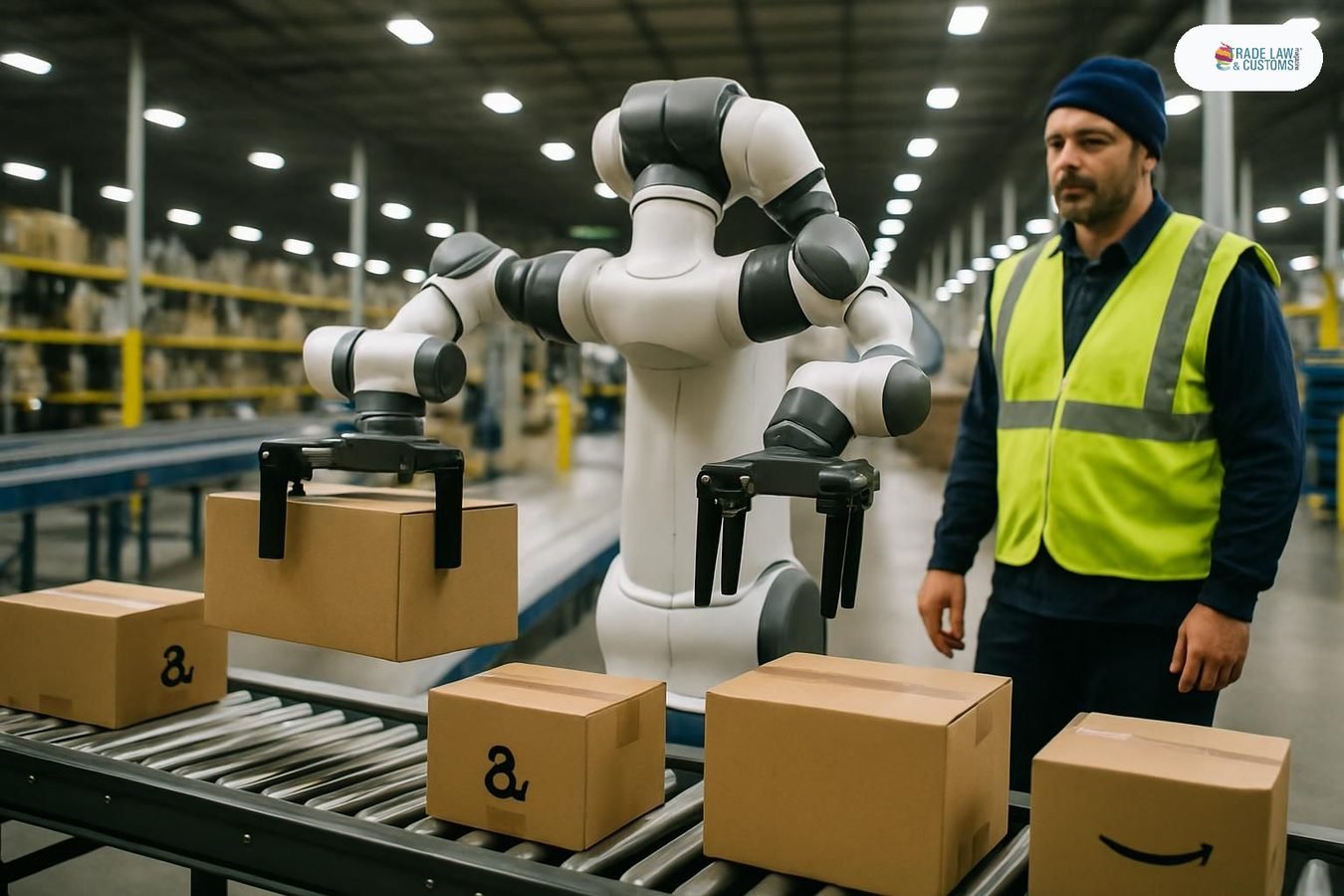Robot de doble brazo OP1 de Ultra Robotics empacando pedidos de comercio electrónico en almacén de EE.UU.