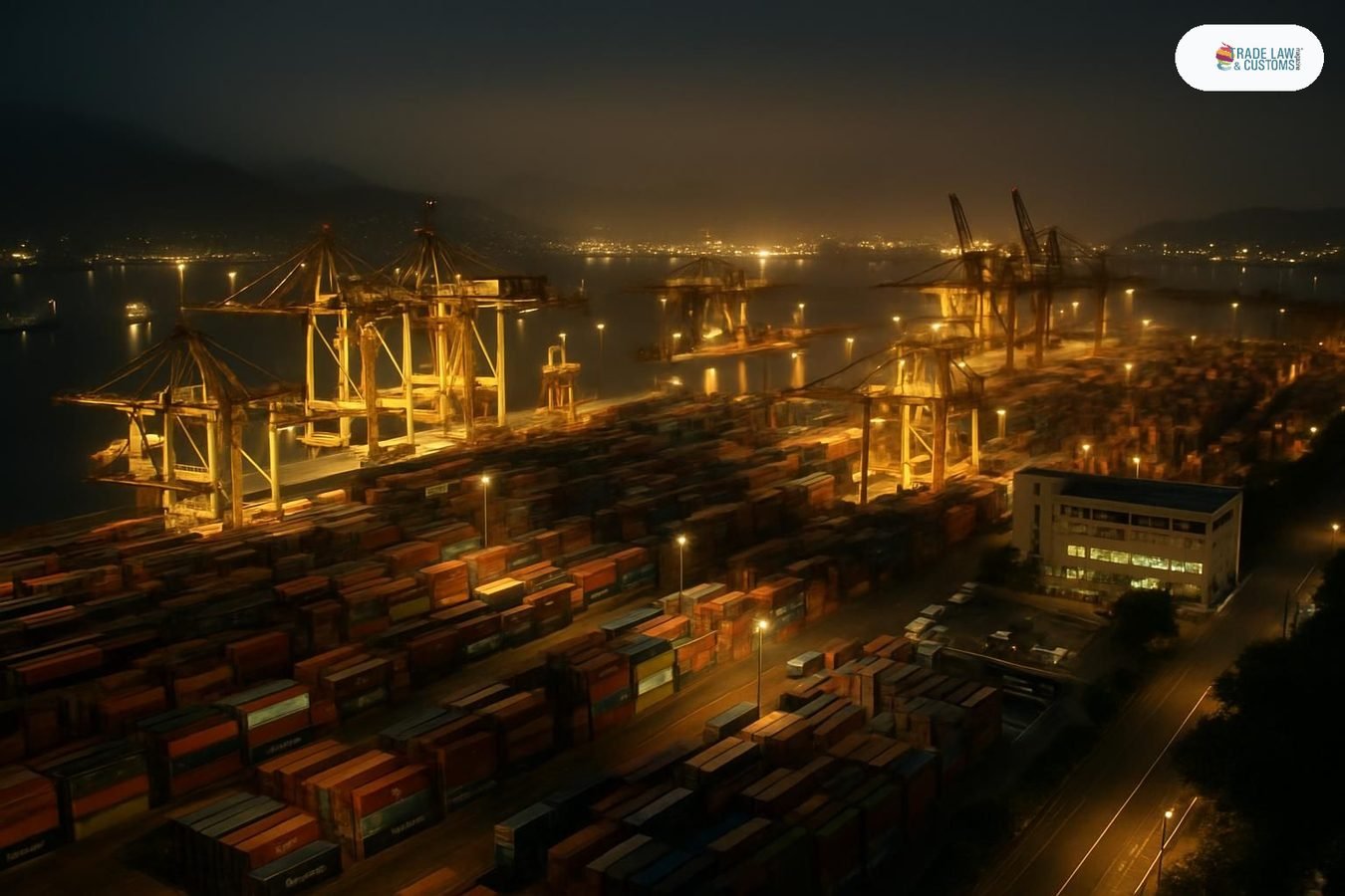 Terminal de contenedores del Puerto de Manzanillo en operación nocturna durante esquema de 24 horas de la ANAM.